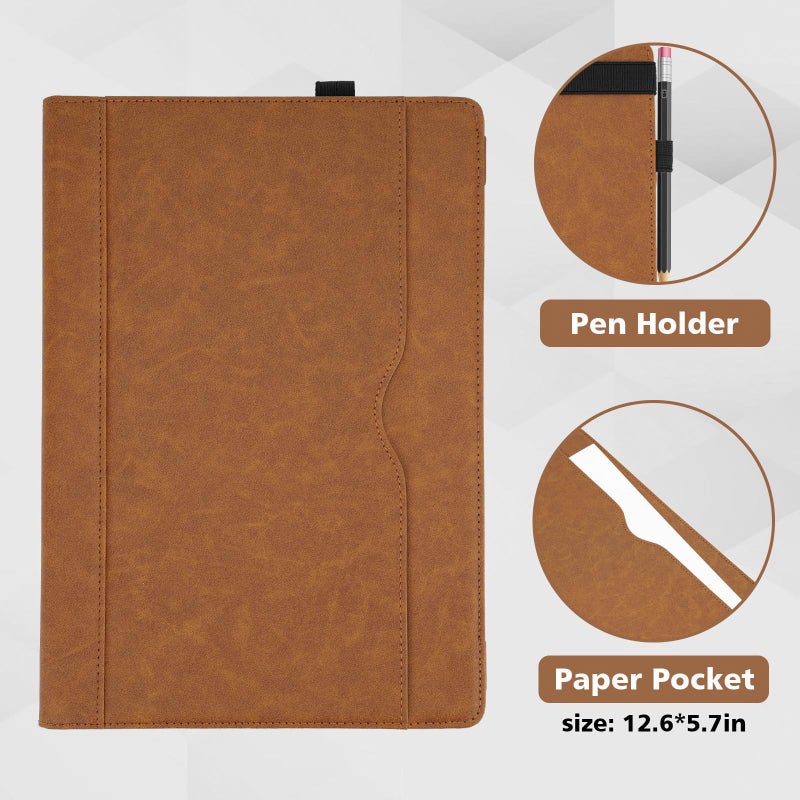 TT TYTX TYTX Compatible with MacBook Air 13 Inch Leather Case, for Model A2337 M1 A2179 A1932 2018-2021 Retina Display Touch ID, PU Leather Laptop Case with Pocket for Papers and Pen Holder, Brown - Image 5